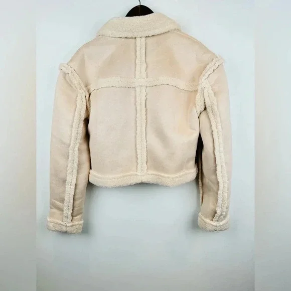 Area Stars Aurora Faux Shearling Bomber Jacket Women’s Size Large - Picture 5 of 7